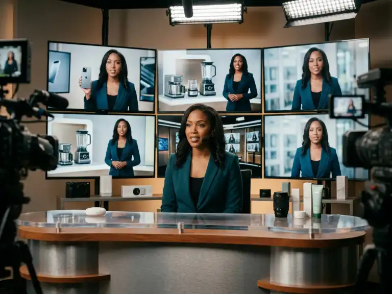 Digital spokesperson campaign setup showing one presenter reused consistently across multiple product video variations